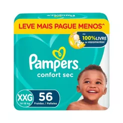 Fralda Infantil Pampers Confort Sec XXG Com 56 Unidades