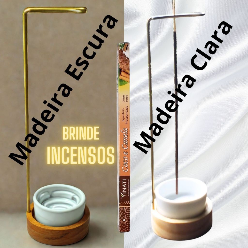 Incensário Coletor PORCELANA Cx 8 Incensos Vareta Madeira Nobre Suporte Incenso Vertical Invertido