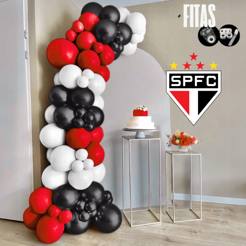 Kit Do São Paulo 150 Balões Branco , Vermelho E Preto Polegadas Balão Bexiga Liso Buffet Para Festas e Aniversário em Oferta na Shopee