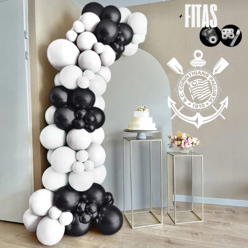 Kit Do Corinthians 100 Balões Branco e Preto Tamanho 7 Polegadas Balão Bexiga Liso Buffet Para Festas e Aniversário em Oferta na Shopee