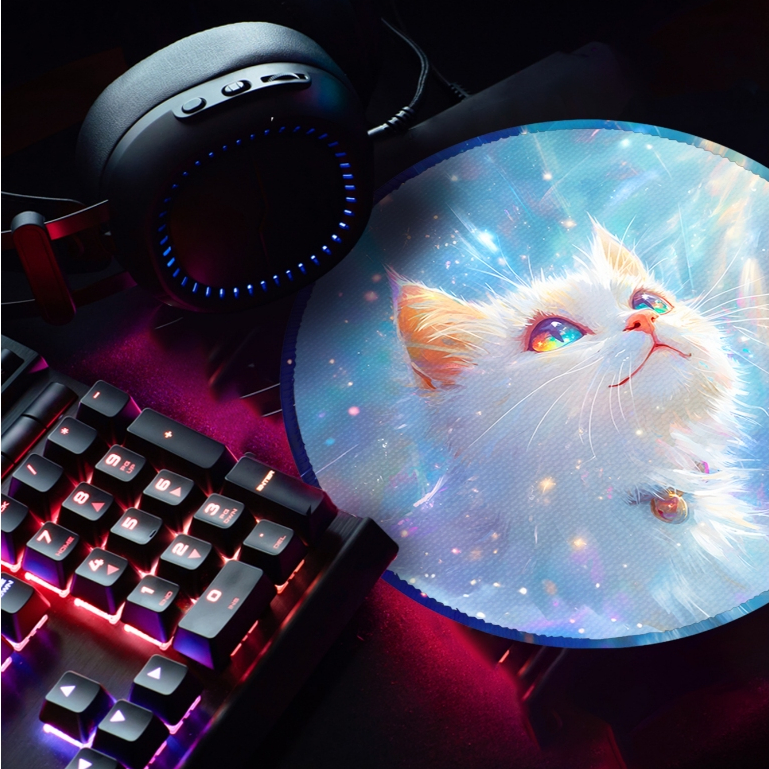 Mouse Pad Gamer Ergonômico Redondo 20x20cm p/ Destktop Borda Costurada Estampas Meninas Gatinhos em Oferta na Shopee