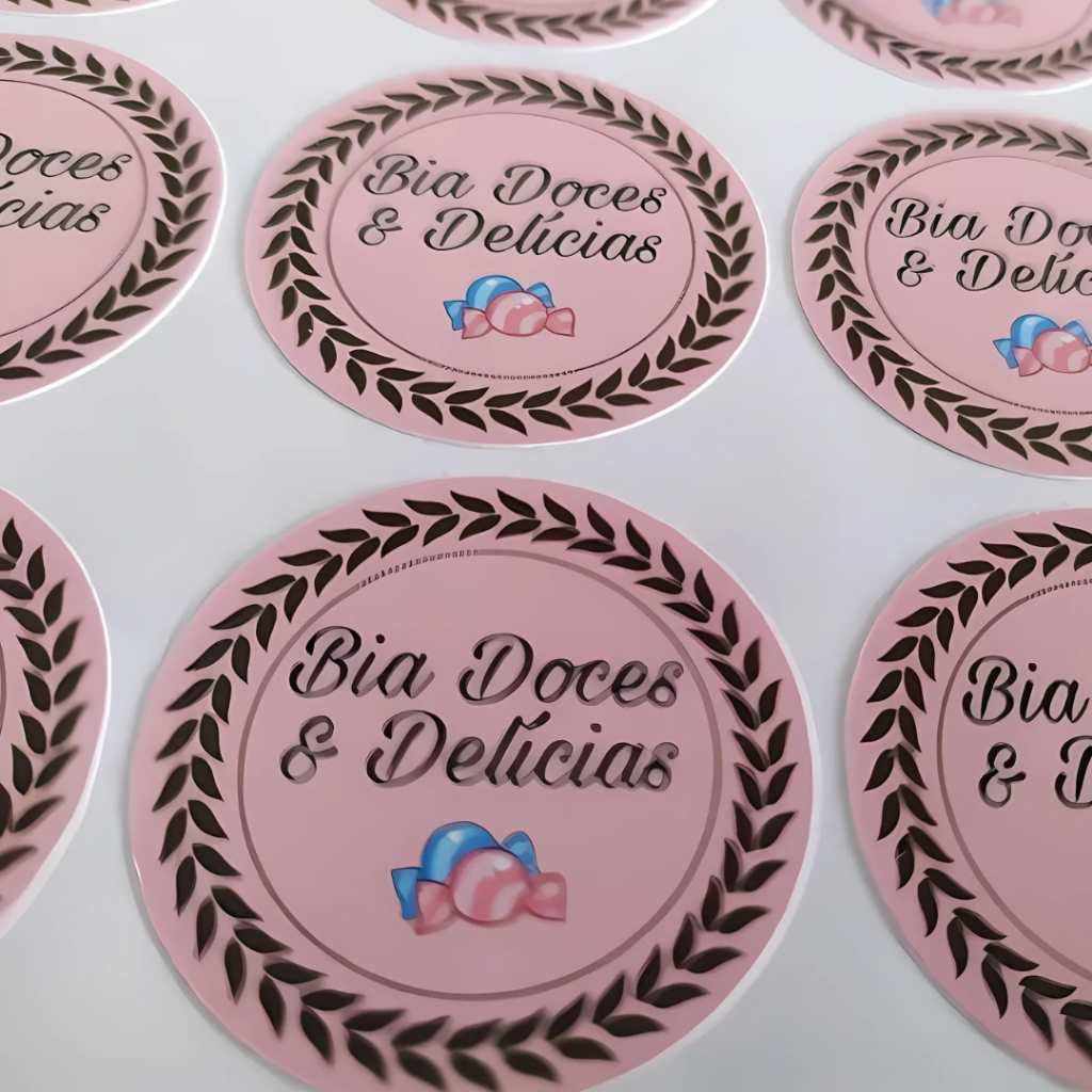 100 Etiquetas Adesivas PERSONALIZADOS 3x3, 4x4 ou 5x5 Com Recorte em Oferta na Shopee