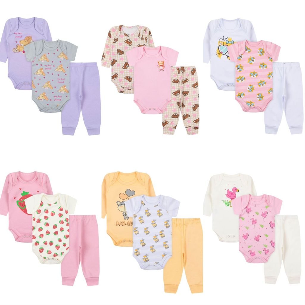 12 peças body bebê manga curta longa calça menina roupa bebe Feminino