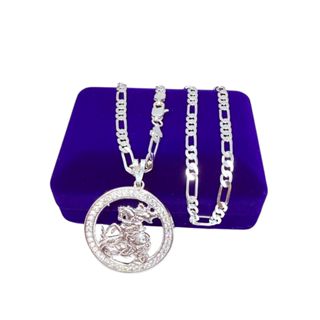 Cordão 3x1 Prata 925 Legitima Antialérgico 3 mm - Acompanha Pingente Cravejado em Oferta na Shopee