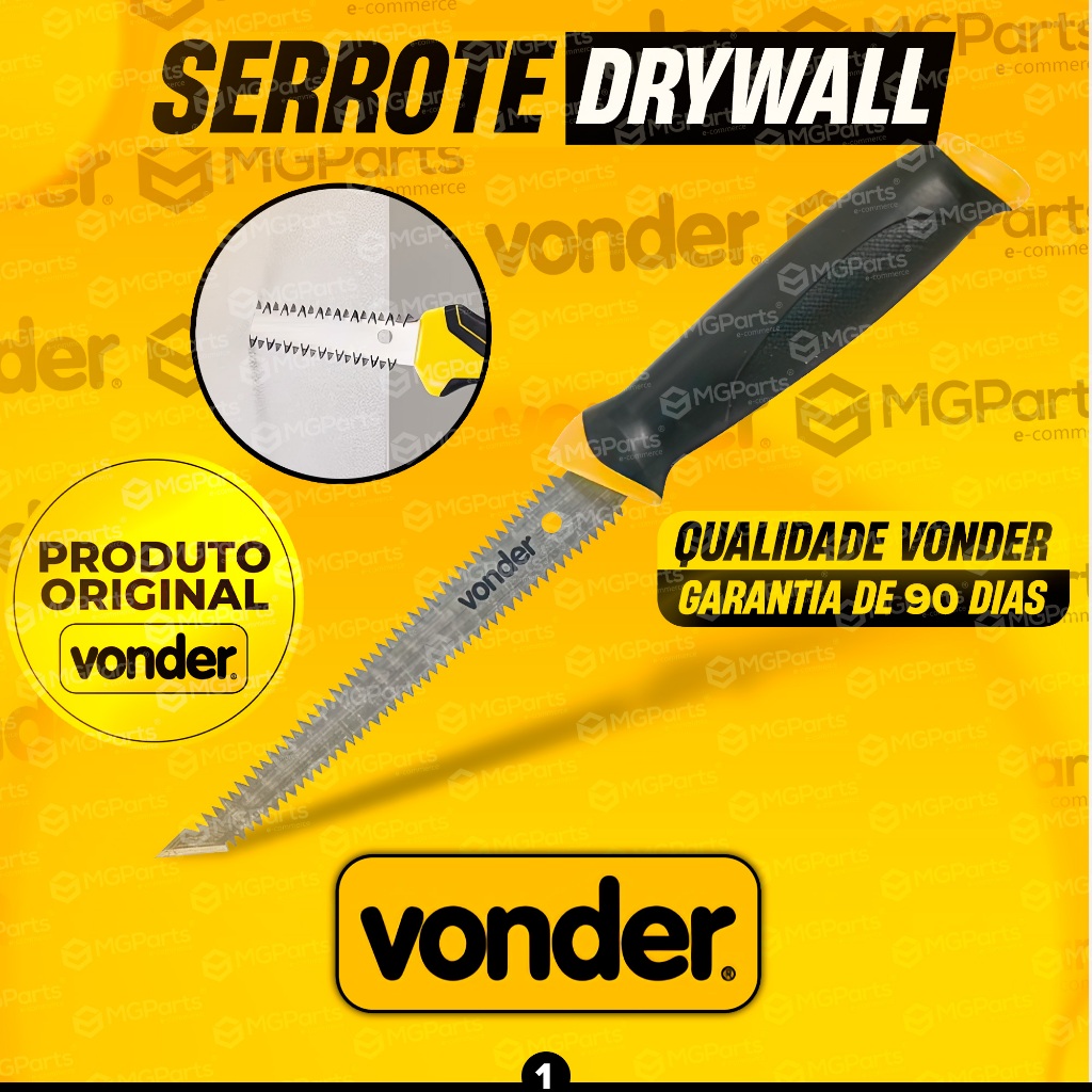 Serrote Para Drywall Duplo Vonder Profissional 6" Gesso Lâmina Dupla Afiação Aço Cabo Emborrachado