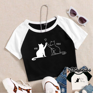 Cropped RAGLAN, Modelo GATOS MEOW - Moda Alternativa Y2K Blogueira Grunge Punk Streetwear em Oferta na Shopee