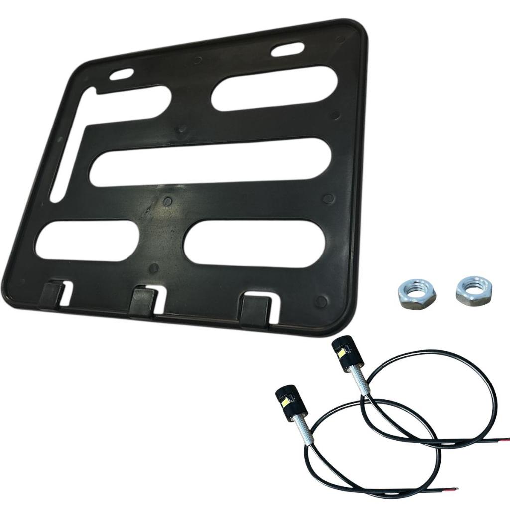 Suporte Moldura Placa Moto Mercosul Com Parafusos De Led