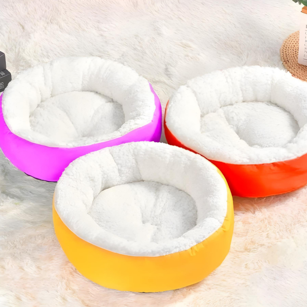 Caminha Redonda Pets Sherpa para Cães e Gatos Macia 50x50 cm Quente Confortável Cama Pet Com Pelinho