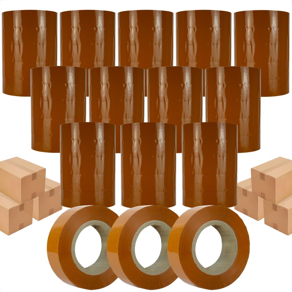 Kit 42 Fitas Marrom 500m Embalar Durex Caixas Grande Larga Adesiva em Oferta na Shopee