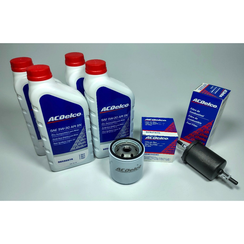 Kit Revisão Original GM ACdelco 4 Litros de Óleo 5W30 Semissintético +Filtro Óleo+Filtro Combustível