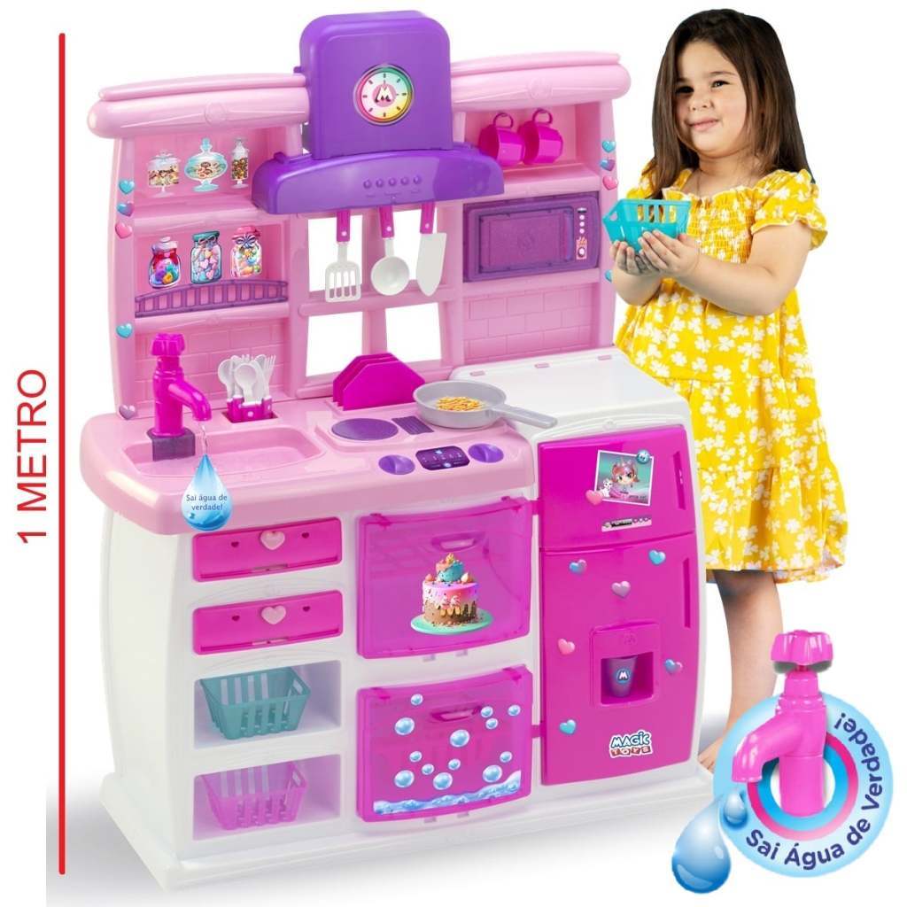 Cozinha Infantil Master Magic Completa com Geladeira Forno e Sai Água de Verdade - Magic Toys
