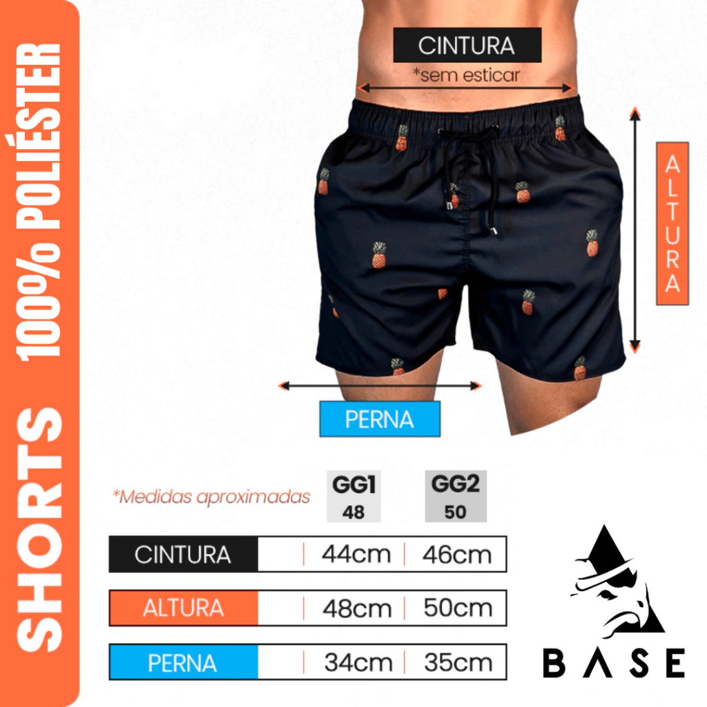 Bermuda PLUS SIZE Masculina Short Corrida Academia Praia Tactel Grosso Tecido Premium — imagem 2 de 2
