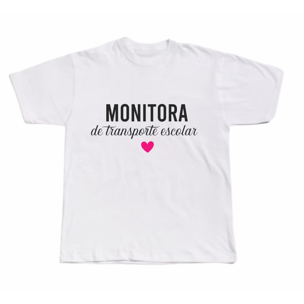Camiseta Baby Look Branca Monitora de Transporte Escolar