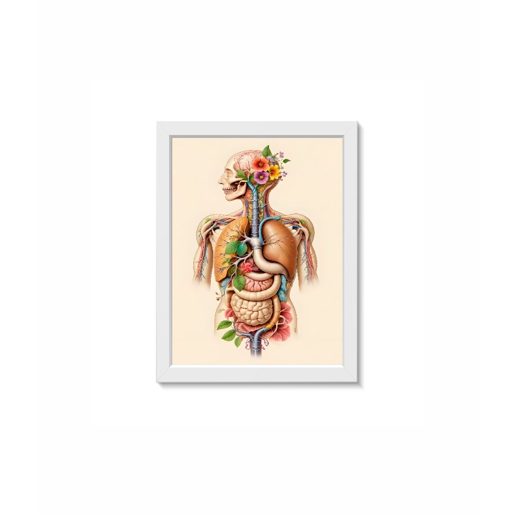 Quadro Decorativo Consultório Médico Corpo Humano Moldura 20x30cm Madeira