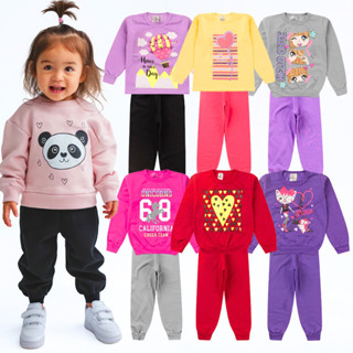 Kit 8 Peças Conjunto Moletom Infantil Menina Inverno 1 ao 16 Feminino Manga Longa