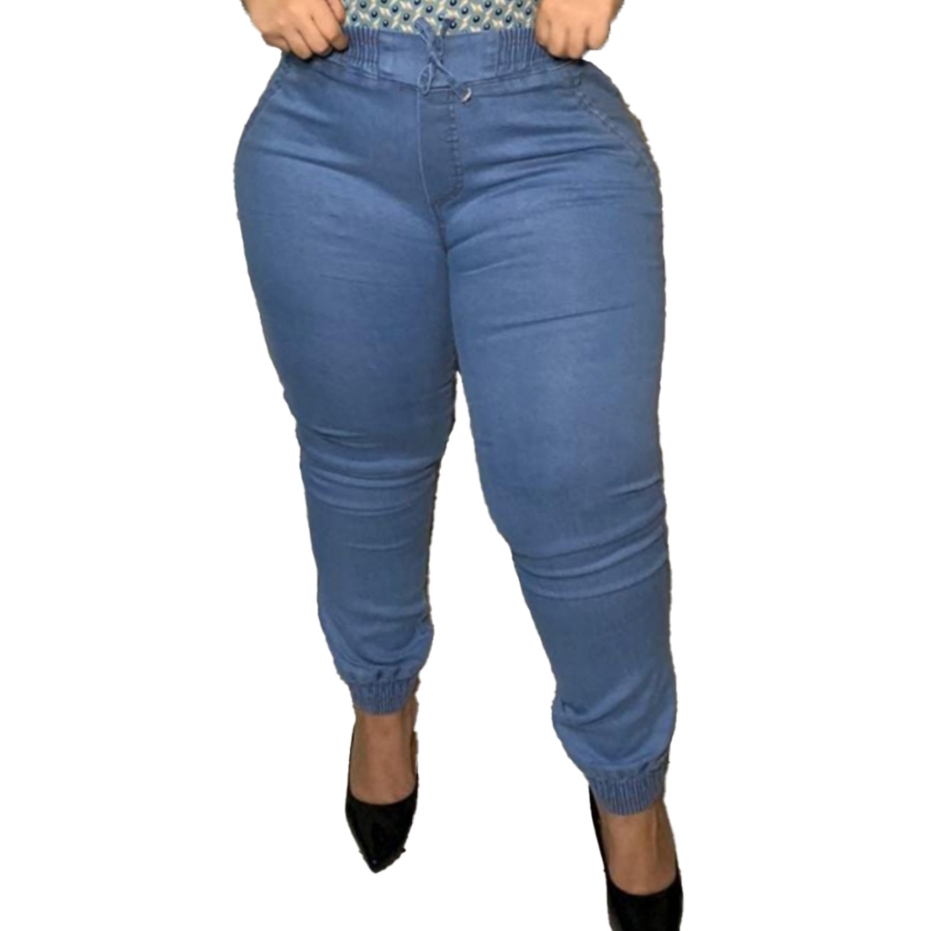 Calça Jeans Jogger Feminina Plus Size Promoção Lançamento