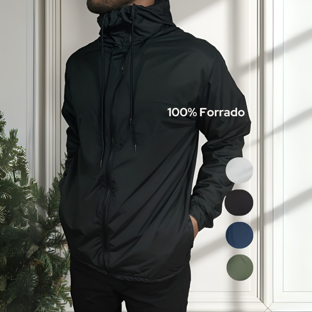Corta Vento Masculino Forrada Lisa impermeável