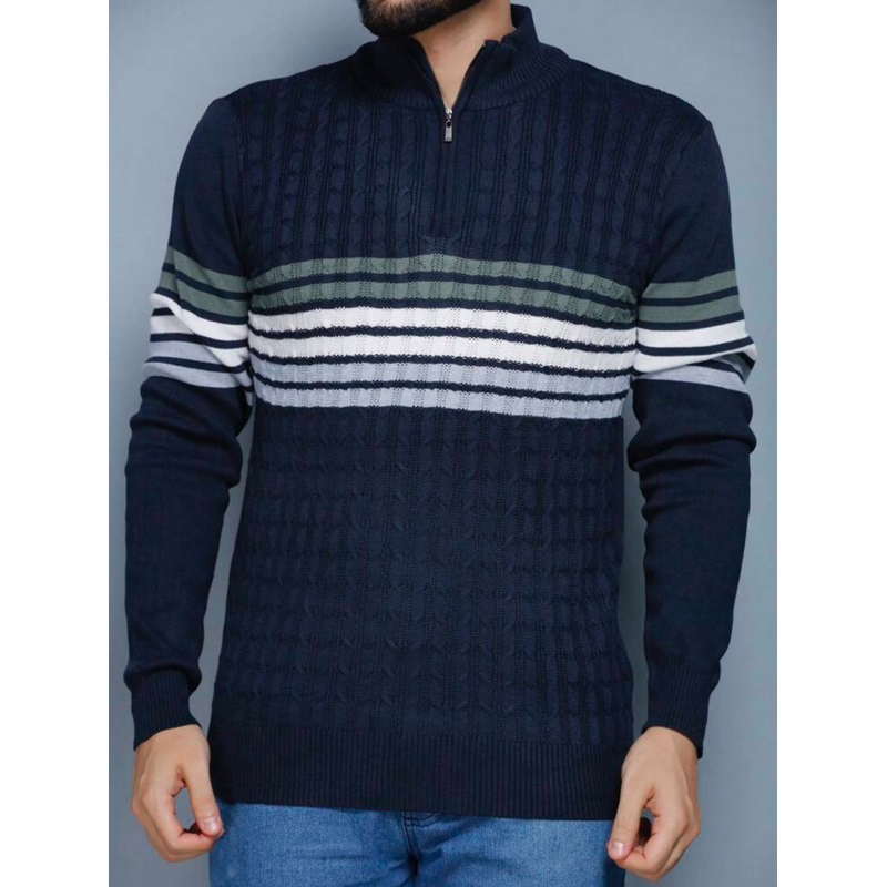 Sueter tricot masculino meia ziper blusa de frio zip completo manga longa blusa de Lã importar