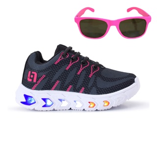 Tênis Infantil de Led Meninas Casual Escolar Luzinha + Oculos em Oferta na Shopee