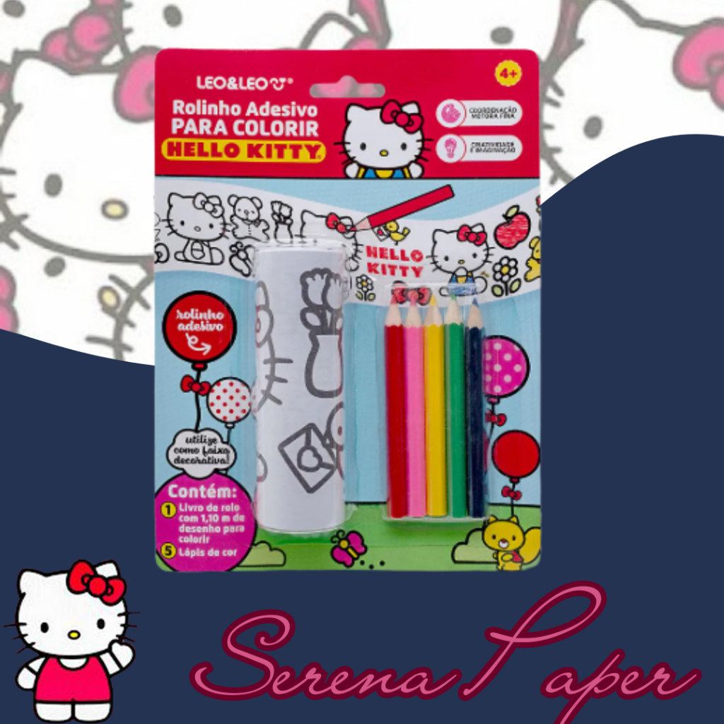 KIT LAPIS DE COR + ROLINHO DE ADESIVOS HELLO KITTY - LEO&LEO