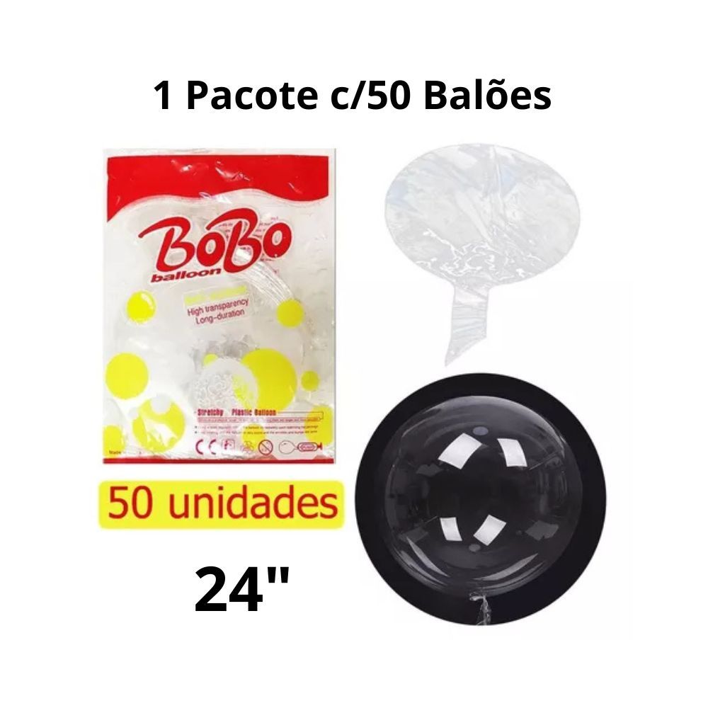 50 Balão Bubble Transparente 24 Polegadas 60cm Decoração Festas Enfeites Casamentos Aniversários