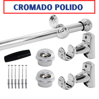 Varão Alumínio Cromado Polido 28mm (Grosso) Cortina 1m/1,5m/2m/2,5m/3m/3,5m/4m em Oferta na Shopee