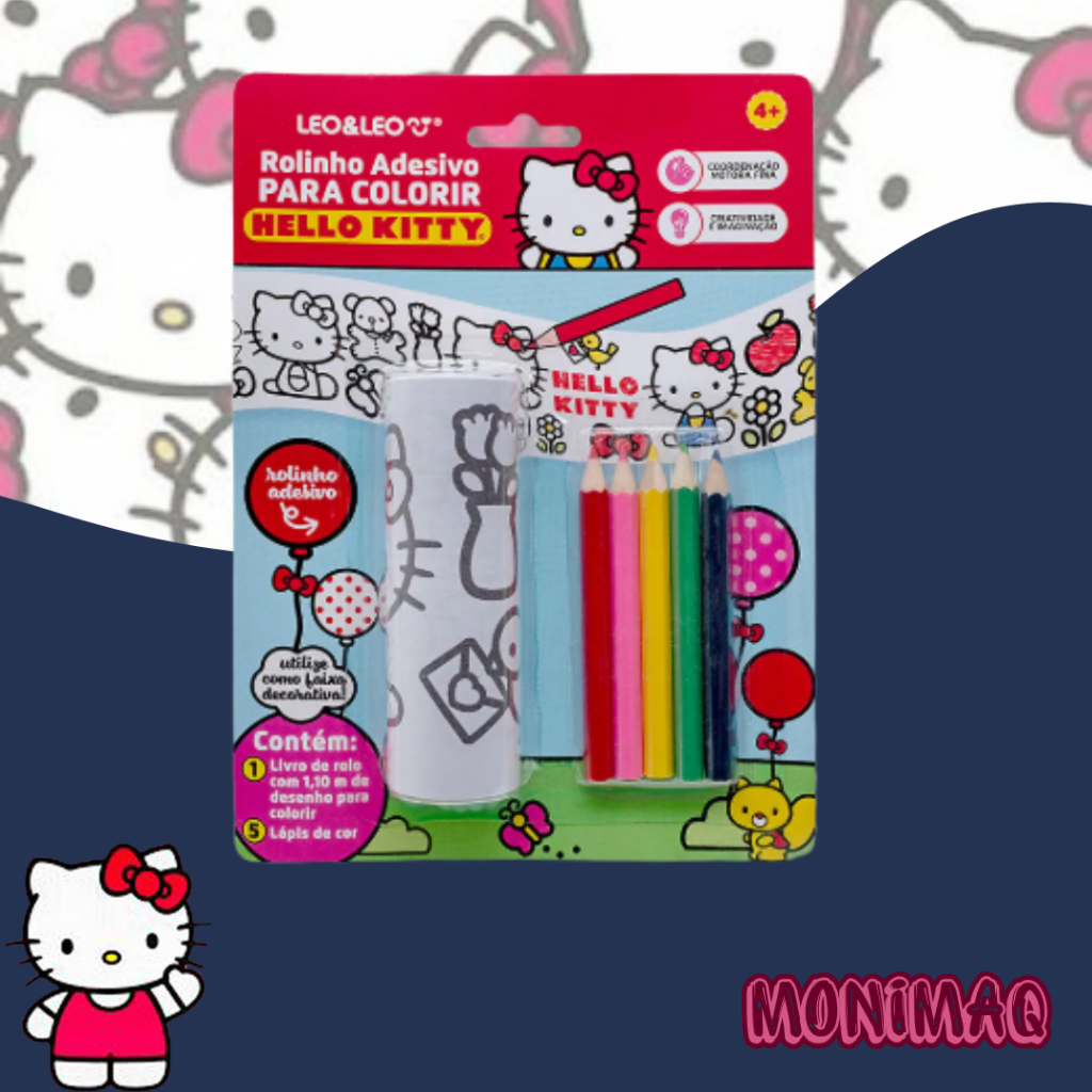 KIT LAPIS DE COR + ROLINHO DE ADESIVOS HELLO KITTY - LEO&LE0