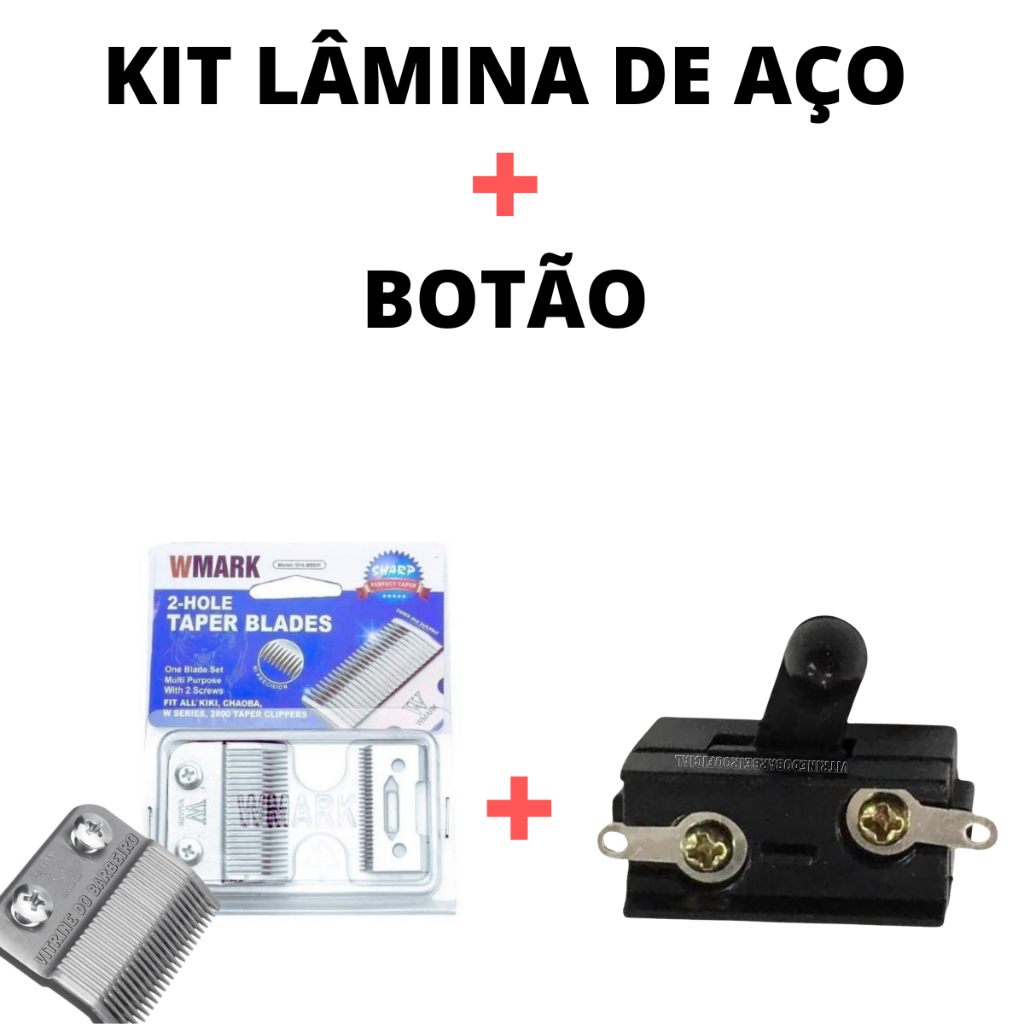 Botão Liga E Desliga+Lâmina De Aço P/ Máquinas Kit Reposição