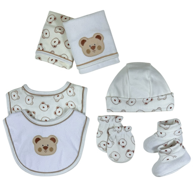 Kit Enxoval para Bebê Babador, Toalha de Boca e Kit Touca, Luva e Sapatinho