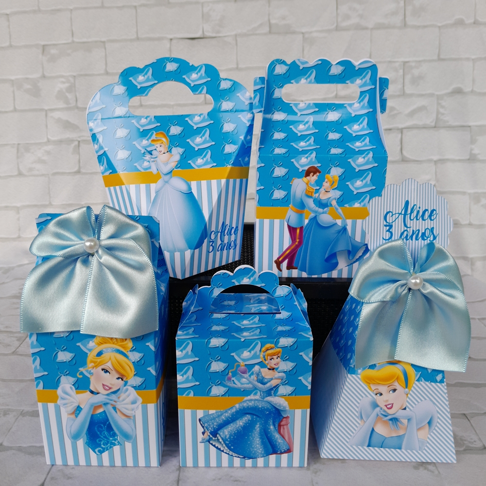 PEGUE E MONTE - Kit Festa Personalizados Cinderela Lembrancinhas para Aniversário Kit Caixinhas Mimos