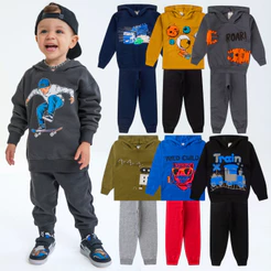 Kit 2 Peças Moletom Infantil Menino 1 ao 14 Masculino Inverno com Capuz