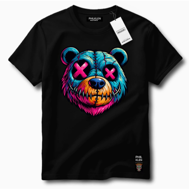 Camiseta Algodão Premium Estampada Urso Estilizado Unissex 100% Algodão