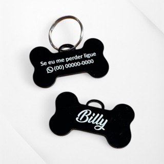 Pingente Coleira pet cachorro gato animal identificação contato telefone personalizado acrilico em Oferta na Shopee