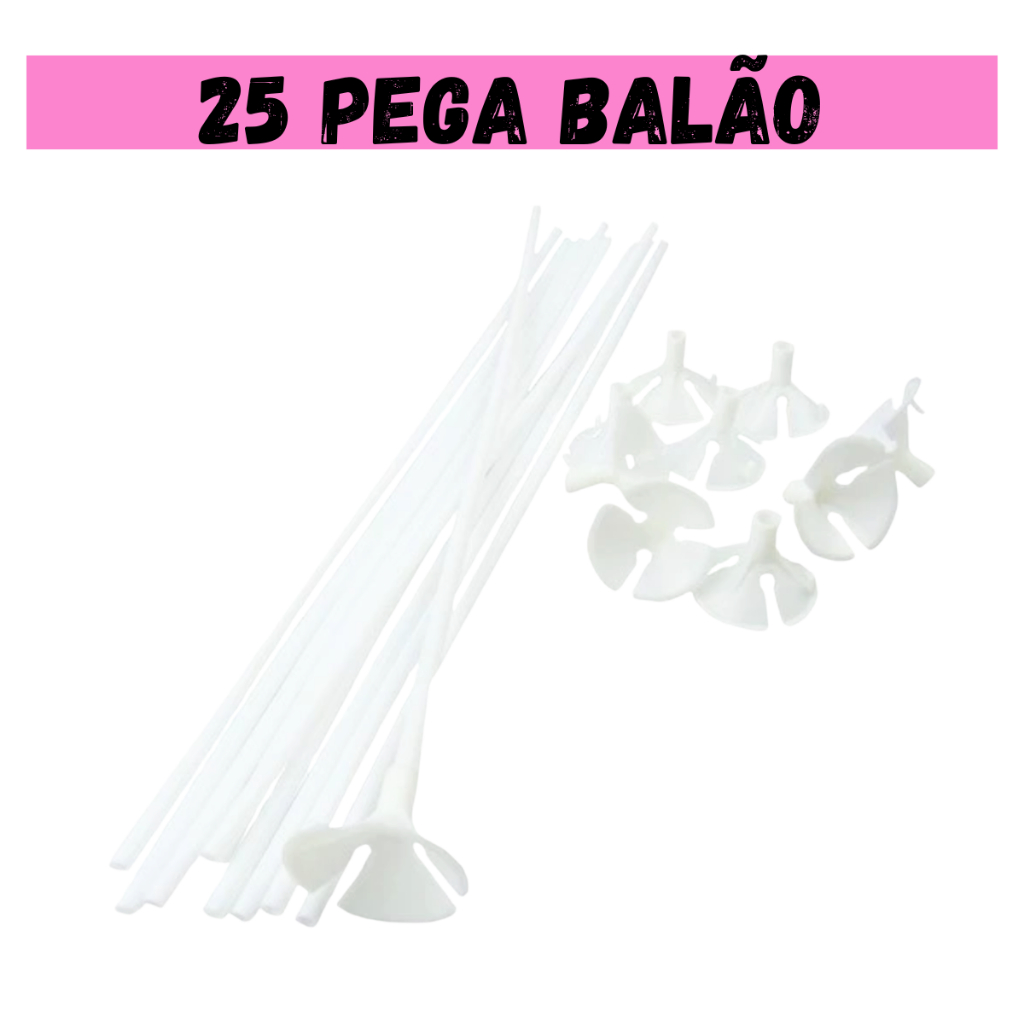 25 Pega Balão Branco 30 cm Vareta Hastes para Bexiga e Bubble em Oferta na Shopee