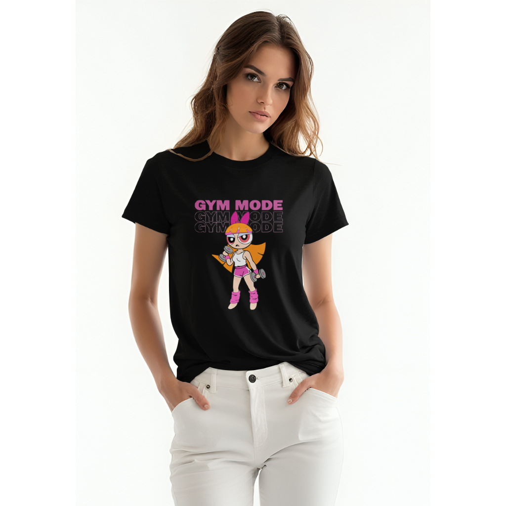 Camiseta Feminina Tshirt Gym Mode Florzinha Camisa Baby Look Academia Super Poderosas