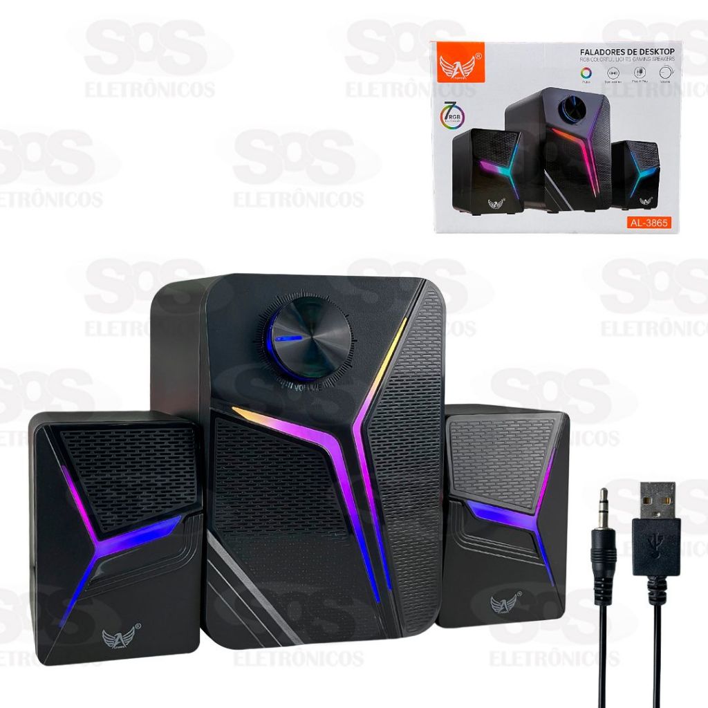 Caixa de Som Multimídia Gamer Desktop Com LED RGB Altomex AL-3865