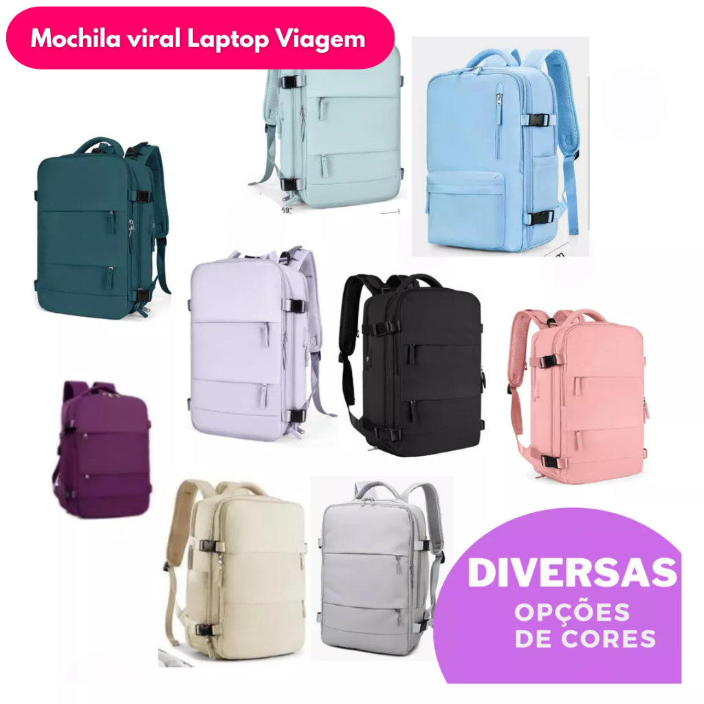 Mochila Viagem Feminina Masculinas Multifuncional Reforçada Impermeável Expansível Mochila Notebook