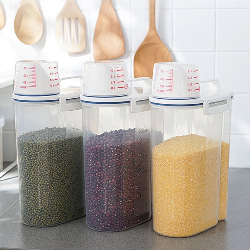 Dispenser para Alimentos grãos cereais pote hermético Pote de mantimentos para cozinha achadinhos