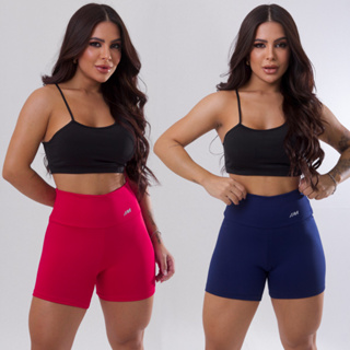 KIT 2 Short Legging Blackout  Feminina Moda Academia Poliéster Zero Transparência Alta Qualidade em Oferta na Shopee