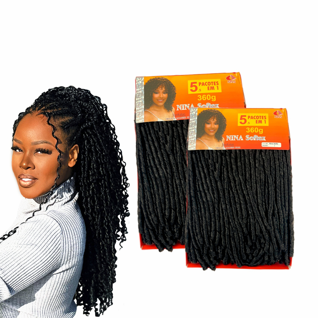 Cabelo Nina Pacotão Softex Dreads 5 em 1 Faz uma Cabeça 360g Várias Cores African em Oferta na Shopee
