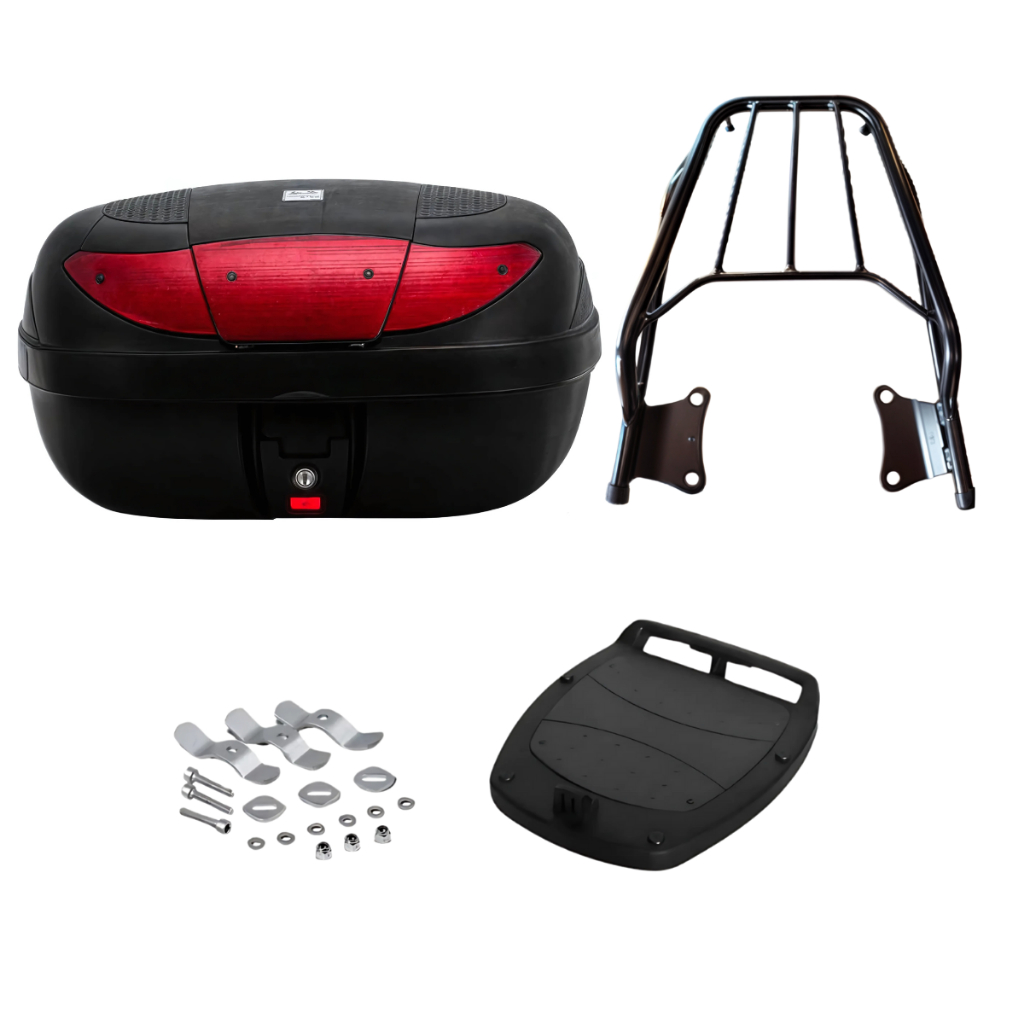 Kit Bagageiro Factor 125 + Baú Bauleto 45 litros 2009 2010 2011 2012 2013 2014 2015 Preto ...