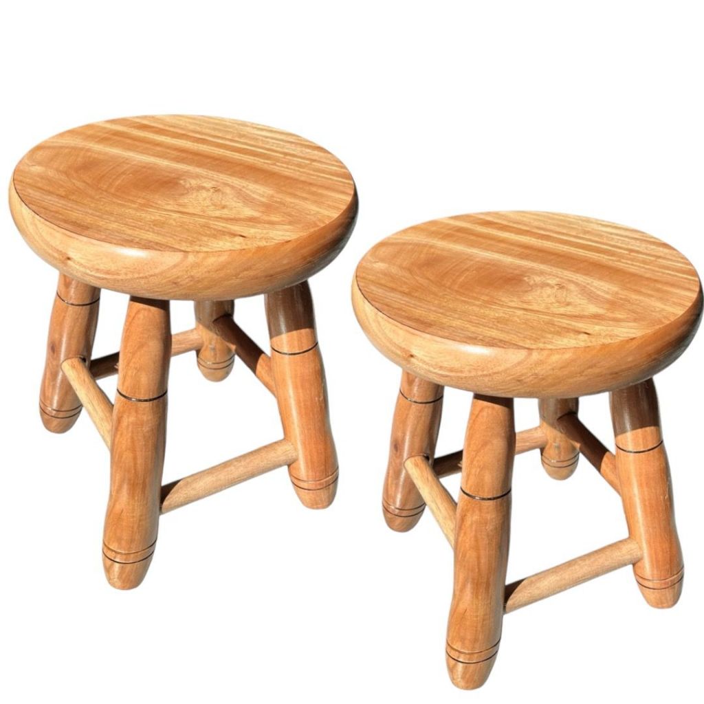 Kit 2 Banquinho  De Madeira Banqueta Pequena Tamborete 30cm Alt Infantil