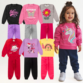 Kit 6 Peças Conjunto Moletom Infantil Menina 1 ao 14 Feminino Inverno Manga Longa Pronta E...