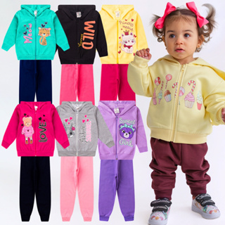 Kit 4 Peças Conjunto Moletom Com Capuz e Zíper Menina Infantil  Feminino Inverno em Oferta na Shopee