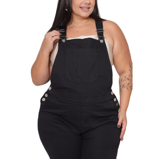 Macacão Jardineira Curto Plus Size Feminino Tamanho Grande Alleppo Jeans