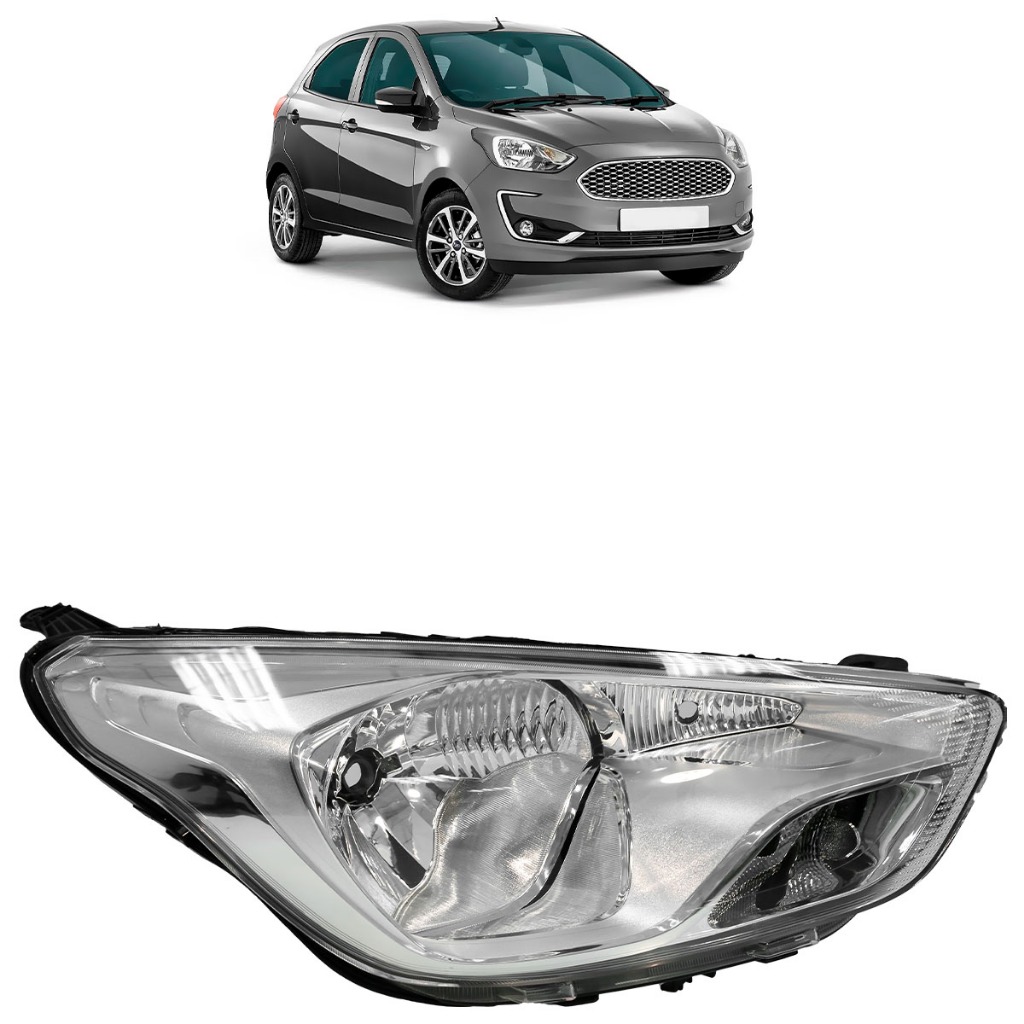 Farol Dianteiro KA 2015 2016 2017 2018 2019 Máscara Cromada Lente Lisa Acrilico em Oferta na Shopee