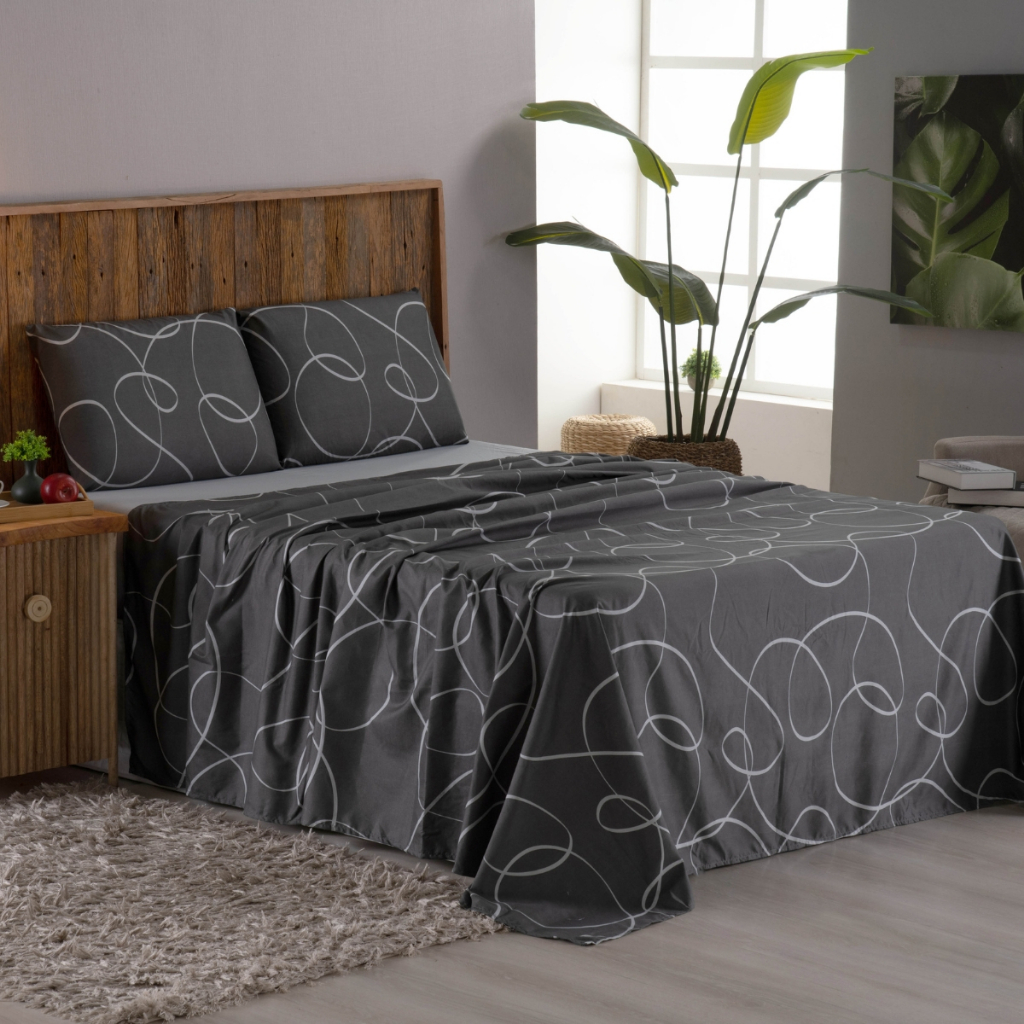 Jogo de Lençol Casal 4 Peças Estampado Micropercal 400 fios Acetinado Confort em Oferta na Shopee