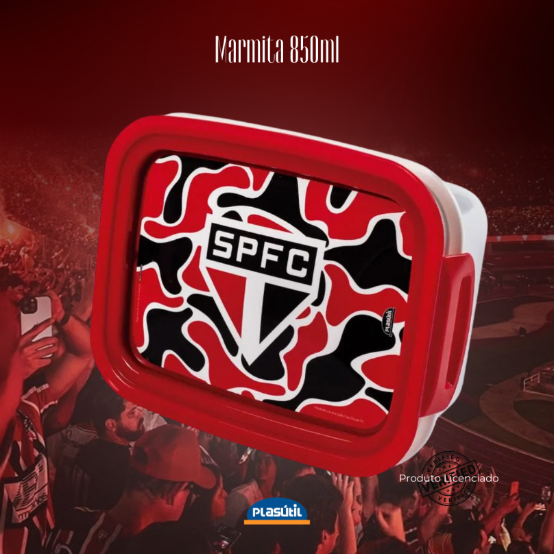 Marmita SÃO PAULO - Produto Oficial Licenciado /850ml Hermética com trava - Plasútil em Oferta na Shopee
