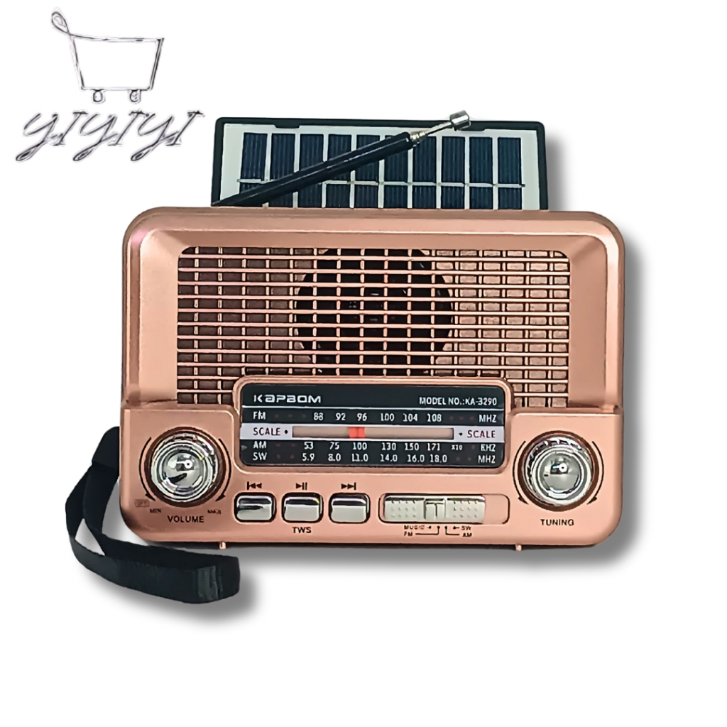 Rádio Retro Caixa de Som Bluetooth Usb Sd Am Fm multimídia Carregador Placa Solar