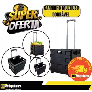 Carrinho Cesto Dobrável Multiuso Versátil Com Rodas - Fasterr em Oferta na Shopee
